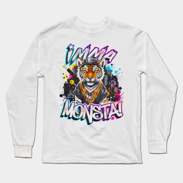 Imma Monsta! TIGER | Whitee | by Asarteon Long Sleeve T-Shirt by Asarteon